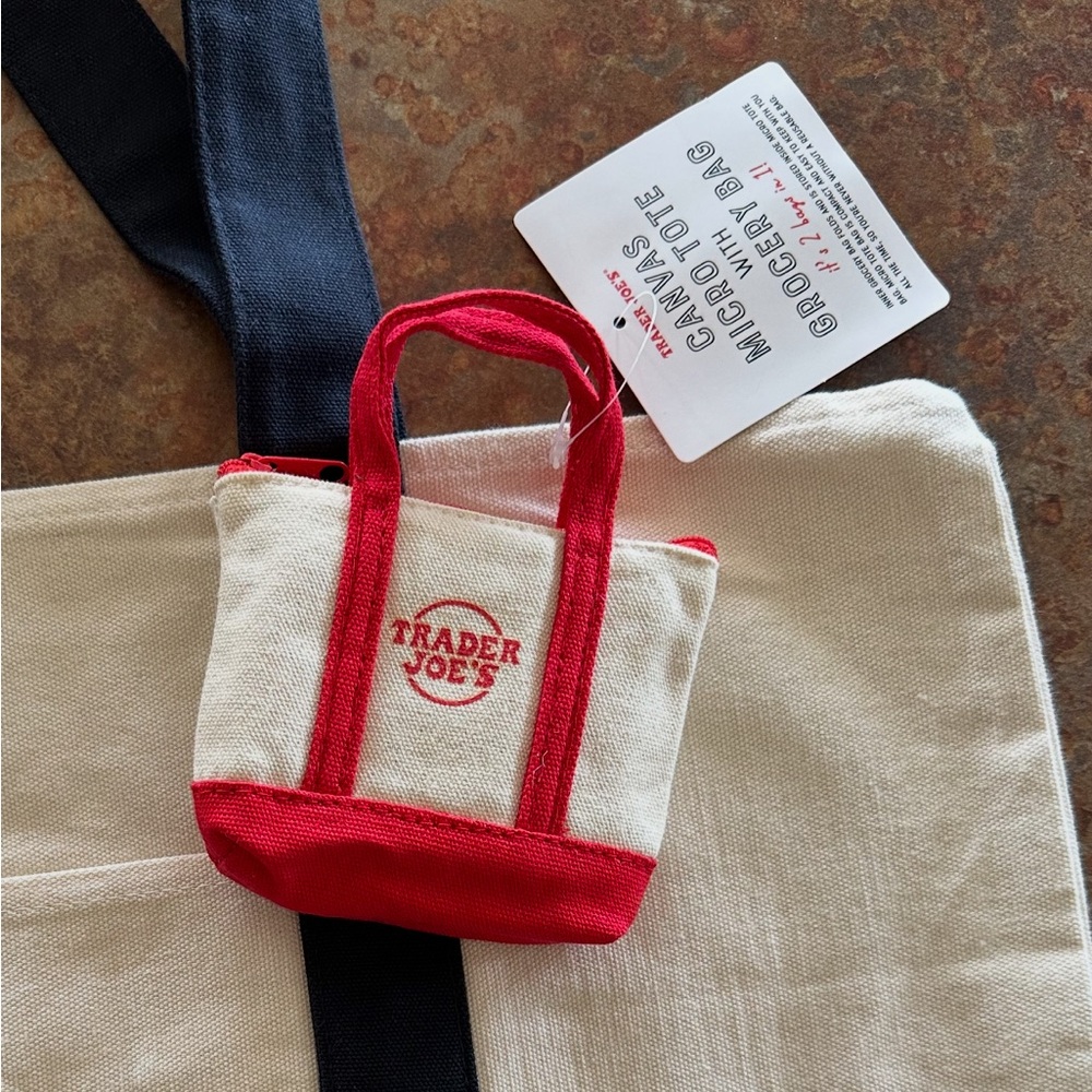 Trader Joe's Red and Cream Mini Bag tote